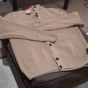 Hugo Boss Camel Ribbed Cardigan